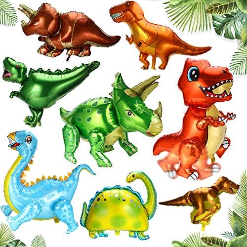 דינוזאור בלוני ציוד למסיבות דינוזאור, 8 חתיכות בלוני נייר דינוזאור, דינוזאור תלת מימד דינוזאור אלומיניום מילר בלון ליום הולדת מסיבת סיום יום הולדת למסיבת מקלחת לתינוקות קישוט