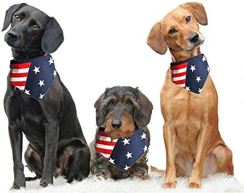 Delifur American Flag Dog Bandana מתכוונן קישוט אביזרי דגל ארהב לכלבים חתולים קטנים