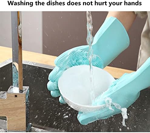 סיליקון לשטיפת כלים כפפות, גומי קרצוף כפפות לשטיפת כלים, לשימוש חוזר מטבח ניקוי כפפות