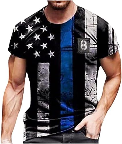 2022 אופנה חולצות לגברים של קצר שרוולים מקרית חולצות עצמאות יום כוכב ופס מודפס רופף טיז חולצה