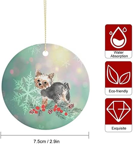 2021 קישוט לחג המולד קרמיקה דו-צדדית מודפסת קישוטים עגולים לחג המולד רעיונות לחיית מחמד מצחיקים מתנה עץ חג המולד קישוטי תלייה תליון קישוטים כלבים מותאמים אישית 33S