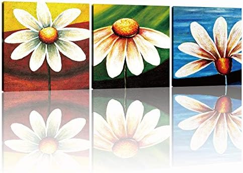 NAN WIND 3 חלקים צבעים בהירים תמונות פרח תמונות קיר תפאורה - אמנות בד ממוסגרת לסלון, חדר שינה, מטבח, משרד - יצירות אמנות פרחוניות צבעוניות מודרניות - מוכנות לתלייה ציורים להדפיס לקירות
