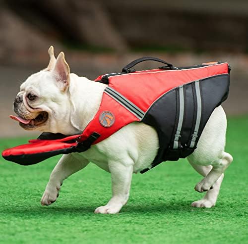מעיל הצלה של בולדוג צרפתי - אפודי בטיחות כלבים מקצועיים לשחייה, ציפה מעולה וידית הצלה