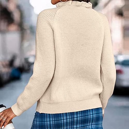 סוודרים ארוכים של קרדיגן לנשים סוודר כפתור שרוול בצבע אחיד עם סוודר קרדיגן צוואר גלי גדול