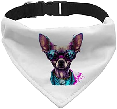 Chihuahua עיצוב מחמד בנדנה צווארון - צווארון צעיף בעלי חיים - כלב מצחיק בנדנה - S
