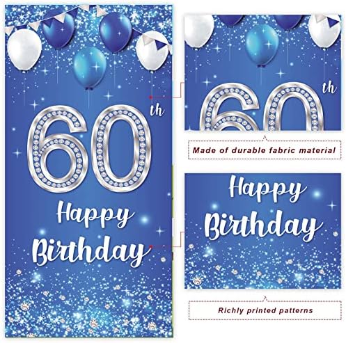 תפאורת יום הולדת 60 מאושר בלוני בלוני קריסטל נצנצים כוכבים קונפטי קישוטי עיצוב נושאים לגברים נשים מסיבת יום הולדת 60 לחיים למסיבה של שנה 60 בידי אספקת מתנה מכסף וכחול