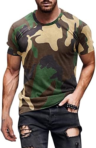 חולצות טריקו של שרוול קצר של XXBR לגברים, קיץ CAMO CREWNECK T חולצה T