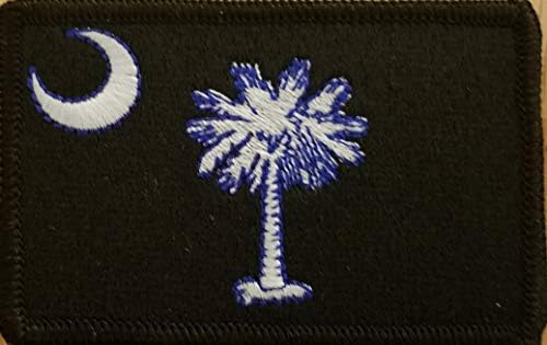 דגל מדינת דרום קרוליינה רקום טלאי טלאי טלאי גיבוי וו לולאה מורל סמל כתף טקטי סמל שחור מס '3