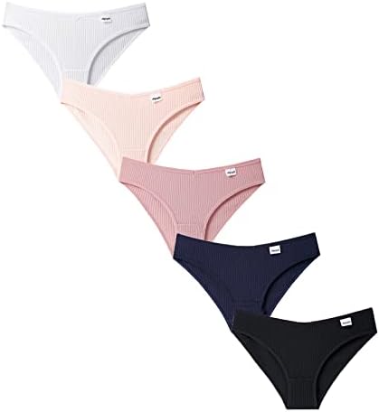 תחתוני נשים חבילה של 6 חוטיני ביקיני סקסי תקצירים צבע אחיד נמתח תחתונים קצרים לנשימה לנשים ללא מופע
