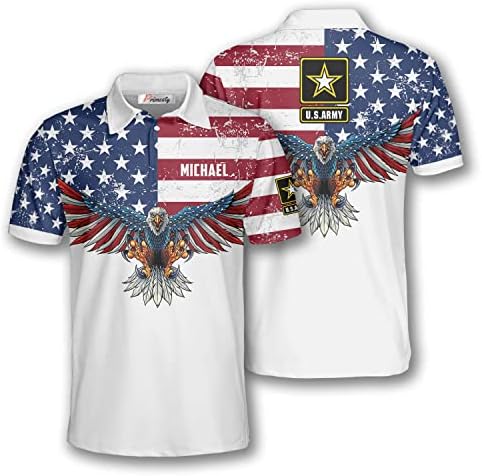 חולצות פולו לגברים בהתאמה אישית של צבא ארהב, שם מותאם אישית קצר שרוול חולצות ותיקים של צבא ארהב לגברים, גודל ס-5