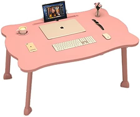 מגש מיטת מחשב נייד מתקפל של Liuhd שולחן מחשב נייד שולחן מעונות שולחן כתיבה מחברת שולחן כתיבה עומדת עם חריץ טבליות ומחזיק כוס לקריאה