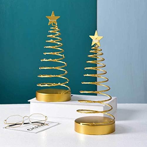 LED BESPORTBLE SPIRAL SPIRAL עץ חג המולד אור שולחן השולחן הדליק עץ ספירלה עם כוכב טופר דקורטיבי עץ חג המולד פסלון קישוט מואר אטמוספרה מנורת לילה