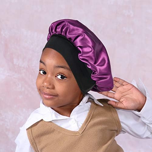 ילדים סאטן מצנפת שכבה כפולה רחב גומייה שינה כובע שיער מצנפת משיי לילה כובע עבור בנות פעוט ילד