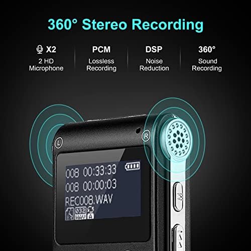 מקליט קולי דיגיטלי 16 ג ' יגה-בייט-מקליט קול עם השמעה-מכשיר הקלטת שמע נייד עם מקליט שמע להפחתת רעש לפגישות הרצאות