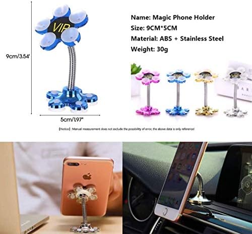 360 מעלות מתכת מסתובבת פרח קסם כוס יניקה מחזיק טלפון סוגר לרכב, בעל טלפון דו צדדי רב זווית מסתובב לטלפון נייד אוניברסלי