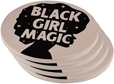 ישן תהילה שחור ההיסטוריה חודש שחור ילדה קסם האפרו סט של 4 עגול אבן חול תחתיות רב סטנדרטי אחת גודל
