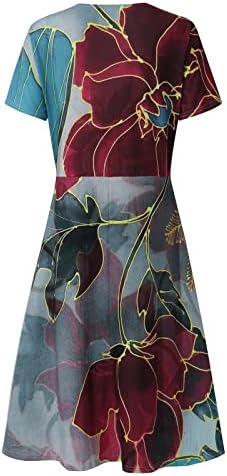 שמלות קיץ Zefotim לנשים 2023 שרוול קצר/שרוול פרחוני v צוואר מידי שמלת שמלות מזדמנות זורמות