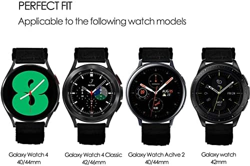 להקת Velcro של Mofree תואמת ל- Samsung Galaxy Watch 4/Watch 5 40 ממ 44 ממ/גלקסי שעון 5 Pro 45 ממ/גלקסי שעון 4 46 ממ 42 ממ, 20 ממ לולאה לולאה רצועת ספורט לגלקסי שעון 4 גברים נשים נשים