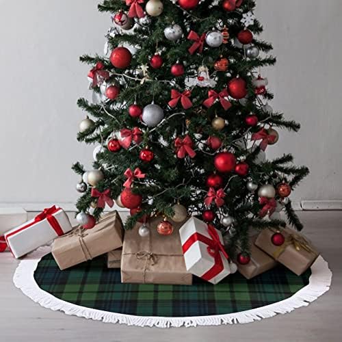 טרטן טרטן משובץ עץ חג המולד מחצלת חצאית עץ עץ עץ עם גדילים לקישוט חג המולד של מסיבת חג 48 x48