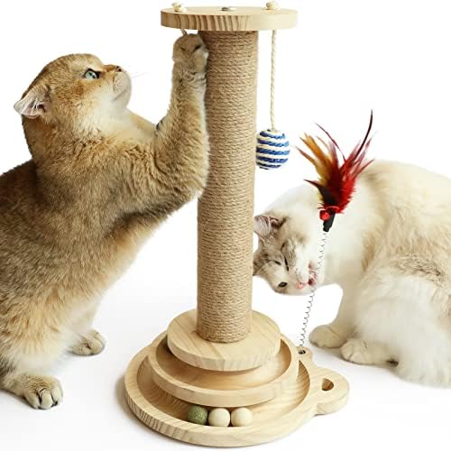 מורא חיות מחמד חתול מגרד הודעות עבור מקורה חתולי שריטה הודעה 4 ב 1 עיצוב חתלתול גרדן עם מתנדנד כדור חתול גרוד לחתולים גדולים 18 סנטימטרים