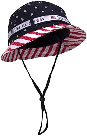 למעלה בארה ' ב כותנה אריג ארהב אמריקאי דגל דלי כובע ארהב כל הדרך בוני