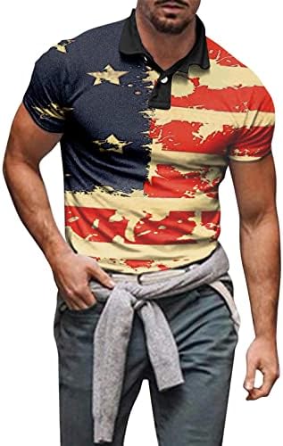 חולצות עבודה של BMISEGM לגברים גברים אביב קיץ קיץ יום עצמאות ספורט יום עצמאות פיתול דש שרוול קצר חולצה