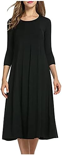 פוביגו שחור שמלה, באולינג טוניקת שמלה לנשים מלא שרוול פתוח קדמי מודרני אביב מוק צוואר טוניקת שמלה עם