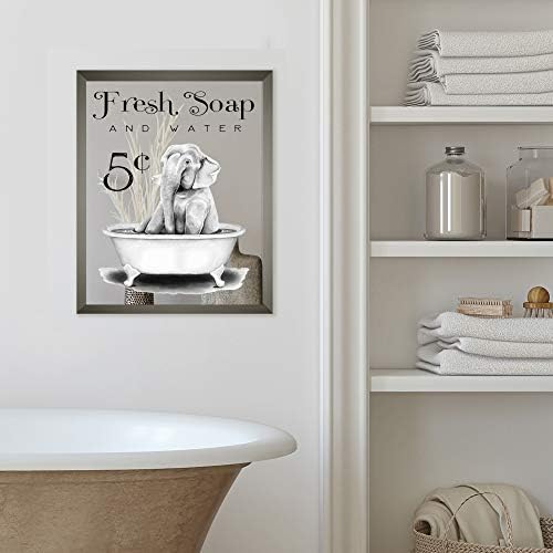 סטופל תעשיות פיל אמבט אמבט סבון טרי פרסומת אפור גראמד מראה, 11 איקס 14, שחור