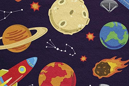 מגבת מחצלת יוגה בחלל אמבסון, איור נושא יקום עם כוכבי אדמה כוכבי ירח סטורן כוכבי רקטות, כוכבי זיעה ללא החלקה סופגת יוגה פילאטיס כיסוי כרית אימון, 25 x 70, רב צבעוני
