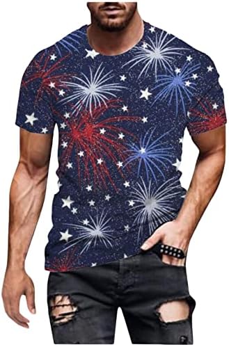 גרפיקה חמנית דגל אמריקאית 4 ביולי חולצת טריקו חולצות גברים צווארון גברים מגניב שרוול קצר פטריוטי חולצות טי קז'ואליות