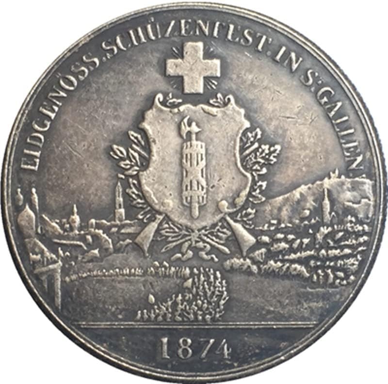 צ'ינגפנג 1874 מטבע שוויצרי נחושת מכסף מצופה מטבעות מטבע מטבע מטבע יכול לפוצץ