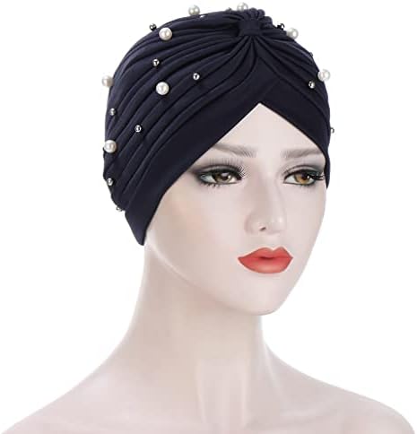 כובעי FXHixiy טורבן לנשים חרוזים כובעי קשר קשורים לפני כן כובעי עטיפת כימיה לכיסוי שיער סרטן