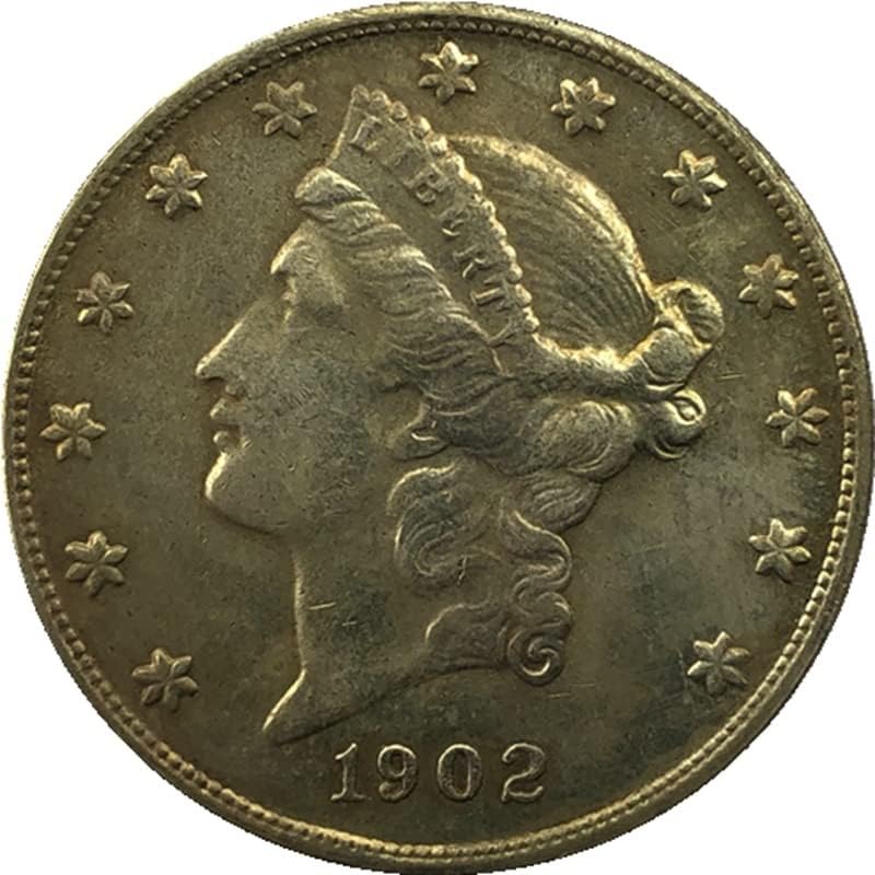 גרסת 1902S אמריקאית 20 מטבע זהב פליז עתיק מטבע זיכרון זר מטבע הזיכרון 34 ממ