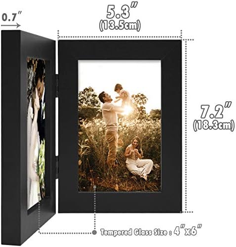 אמנות גולדן סטייט, 4x6 מסגרת תמונה כפולה מסגרת תמונה אנכית 2 מסגרת פתיחה מסגרות משפחתיות מתקפלות קולאז ', עם זכוכית אמיתית