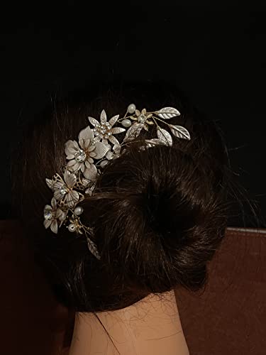 מתוקה B.J שיער כלות זהב קליפ פרח פרח פרח ייצור יד בעבודת יד למסרק שיער לחתונה לכלה