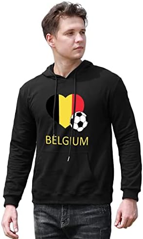אהבת בלגיה כדורגל גברים של הסווטשרט בסוודרים סלעית סווטשירט ארוך שרוולים חולצות עם כיסים
