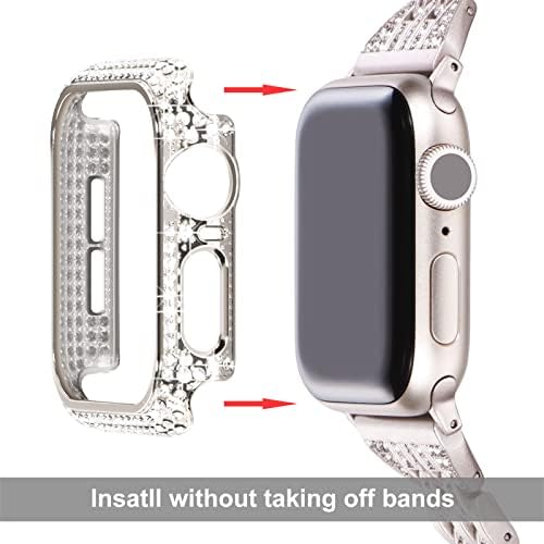 SURACE תואם למארז Apple Watch 40 ממ לסדרת Apple Watch 6/5/4/3/2/1, מקרי בלינג עם למעלה מ -200 פגוש כיסוי מגן על יהלום קריסטל עבור 38 ממ 40 ממ 42 ממ 44 ממ