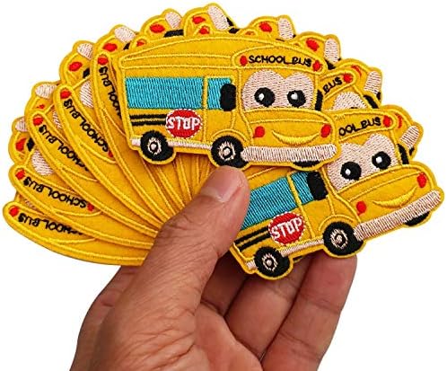2.9 x1.6 12 יחידות בחזרה לאוטובוס בית הספר ברזל צהוב על טלאים רקומים אפליקציות רקמה מכונה פרויקטים של פרויקטים בנים ילדים בנות DIY
