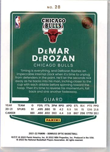 2021-22 Donruss Optic 28 Demar Derozan Chicago Bulls NBA כרטיס מסחר בכדורסל