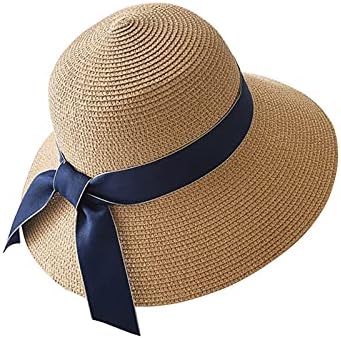 כובעי חוף לנשים רחבים שוליים כובע שמש עם כובעי קש קיץ אריזים לנשים לחופשת נשים תקליטון מתקפל.