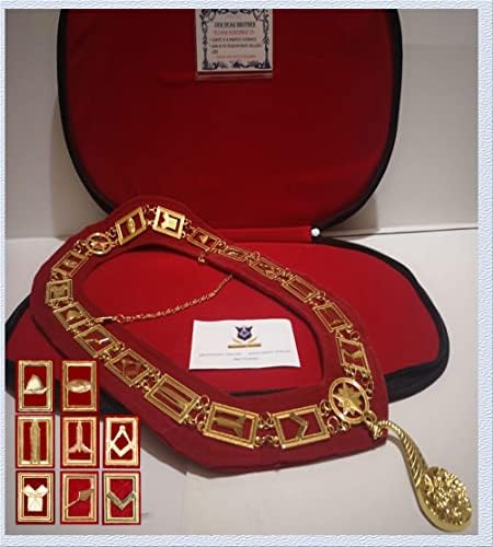 צווארון שרשרת סמלי הבונים החופשיים - זהב מצופה 24K - תכשיט ST -2 + תיק חינם