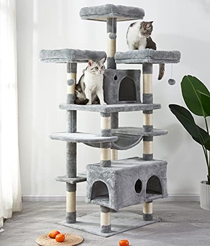 חתול עץ, 67 סנטימטרים רב-רמת חתול מגדל, חתול עץ עבור גדול חתול עם סיסל-מכוסה מגרד הודעות, מרופד פלטפורמה, ערסל ודירה, עבור מקורה פעילות מרגיע