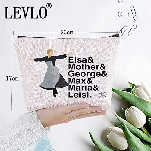 Levlo Julie Andrews Cosmetic Make Bag Up Broadways grist Commalish Communical Music List List Rest Up Zipper Fouch תיק עבור מעריצים מוזיקליים של Theratry