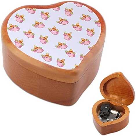 מקסיקו Blobfish Music Music Box צורה לב צורה קופסת מוזיקה וינטג 'שעון עץ מתנות קופסאות מוזיקליות