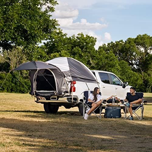 אוהל מיטה של ​​משאית קינגקאמפ 6.5 רגל משאית קמפינג אוהל מועדף 2 איש קינג סייז משאיות לאוהל קמפינג חיצוני טנדר נייד אוהל עם סוכך שמש נשלף 4'X4 'Sun
