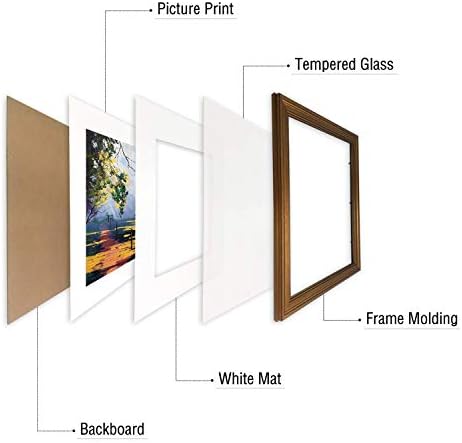 אמנות גולדן סטייט, סט של 3, 11x14 זהב כהה, מסגרת צילום תליית קיר. כולל מחצלת לבנה לתמונה 8x10 וזכוכית אמיתית