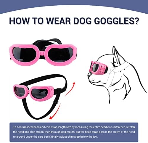 משקפי שמש כלבים וקסדה לגזע קטן, הגנת UV משקפי כלבים קטנים, אבק רוח הוכחת אבק קסדת אופנוע כלב עם חור אוזן, שחור