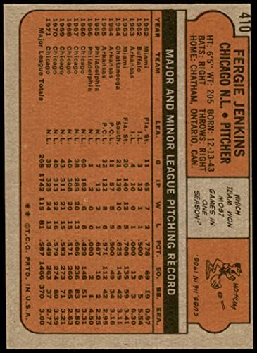 1972 Topps 410 פרגי ג'נקינס שיקגו קאבס אקס/MT Cubs