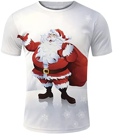 חולצות טריקו לגברים של ZDDO חג המולד סנטה קלאוס פתית שלג דפסה חייל שרוול קצר צמרות חג המולד מצחיק שריר חידוש מסיבת טייז