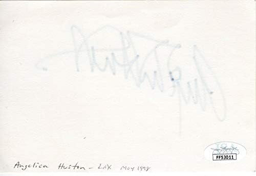 אנג'ליקה יוסטון חתמה על כרטיס אינדקס עם חתימה משפחת Addams JSA FF53011